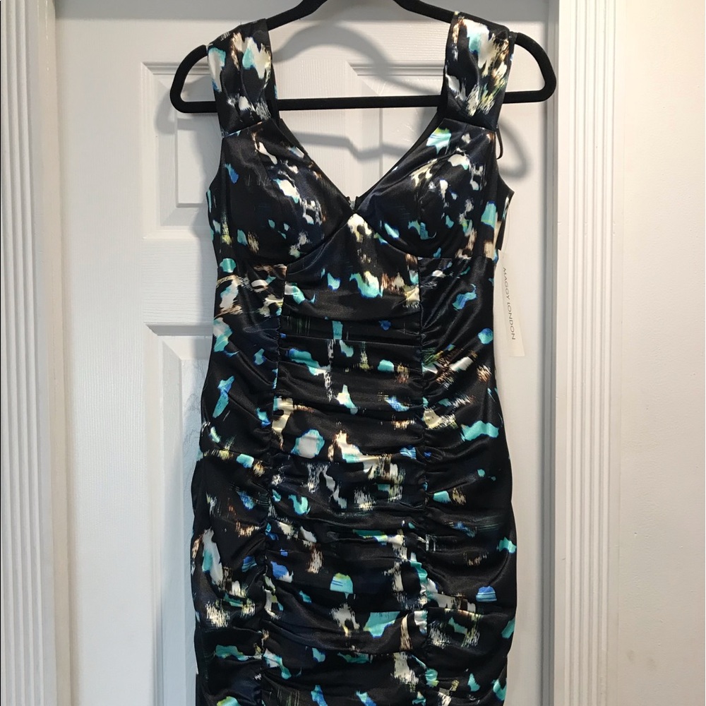 Maggy London Womens NWT RUSHED Dress Black Blue